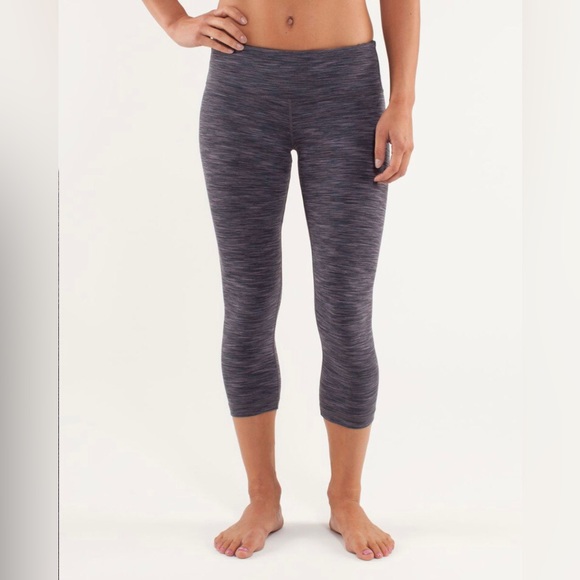 lululemon athletica Pants - Lululemon Wunder Under Crop in Space Dye Black/ Coal/ Magnum/ Black Leggings